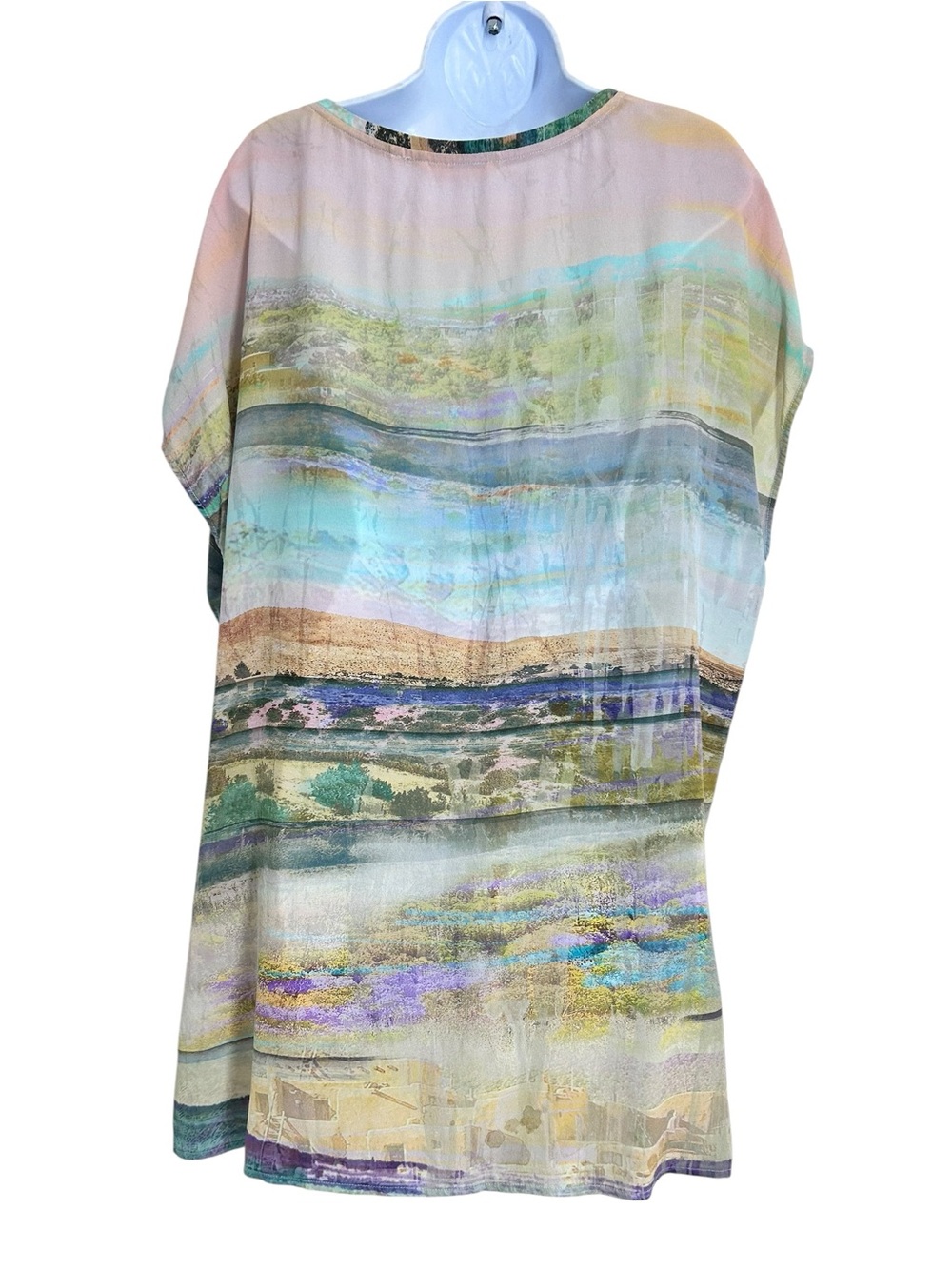 Soft Surroundings 100% Silk Serendipity Desert Villa Print Blouse Size L - Picture 4 of 8